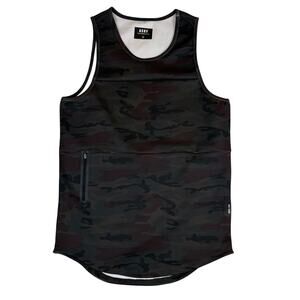 ASRV L Dark Camo Performance Tank Top Mens Athletic Gym Training Longline